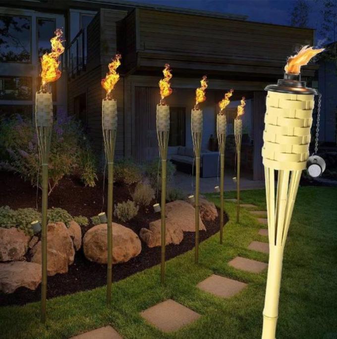 Natuurlijke bamboe Tiki Torch Tuin Speelgoed Kleurrijke bamboe torch voor kinderen en buitenfeesten 0