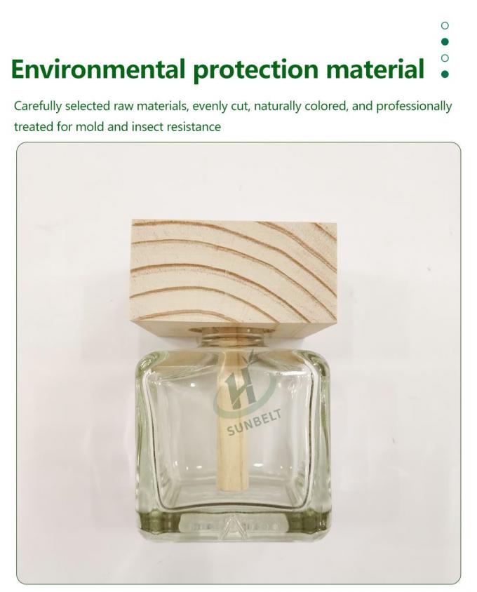 Cylinder/vierkante lege fles met diffuser voor essentiële olie van riet met houten balstok 1