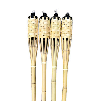 Natuurlijke bamboe fakkel met vervangbare glasvezel wick - voor achtertuinfeest, bruiloft, padverlichting