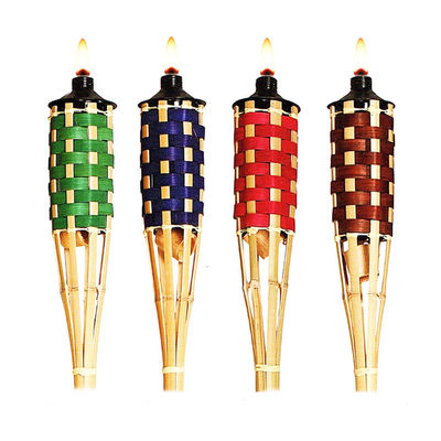 Natuurlijke bamboe fakkel met vervangbare glasvezel wick - voor achtertuinfeest, bruiloft, padverlichting