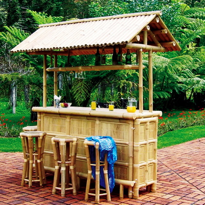 Het Bamboe Tiki Bar With Roof van 220 Cm Hoogte de Barkrukken van het 4 Stukkenbamboe