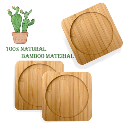 6 pak 9cm Bamboeonderleggers voor glazen om Vormlaser Logo Bar Home Cup Coasters