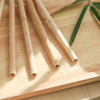 Biologisch afbreekbaar Natuurlijk 20cm Juice Tea Bamboo Fiber Straws Thee het Drinken Douaneembleem
