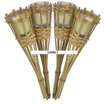 115cm de Partijtoortsen van Tiki Torch Hand Woven Bamboo van de Bamboetuin