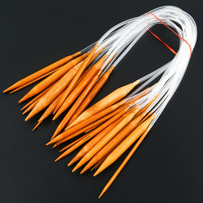 Twee Hoofden Gecarboniseerde Bamboe Cirkelbreinaalden 60cm Lengte Transparante Buis