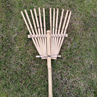 12 tand 140cm Bamboehark Met de hand gemaakt voor de Hark van het de Tuingazon van het Poolblad