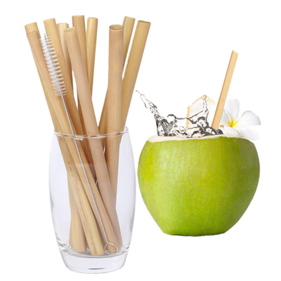 De biologisch afbreekbare Organische Natuurlijke Vezel Straw Reusable Bamboo Drinking Straw van de Bamboe Grondstof met Reinigingsmachine
