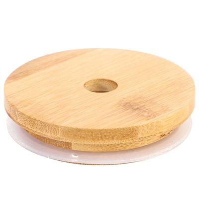 Regelmatige Mond Mason Jar 70mm Deksels van de Bamboekruik met Straw Hole Reusable Jar Lids