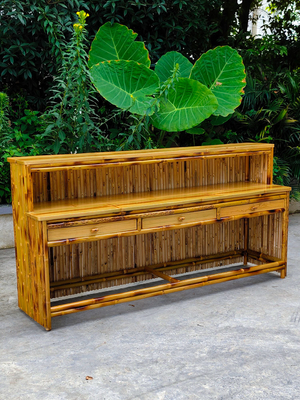 Het Bamboe Tiki Bar With Roof van 220 Cm Hoogte de Barkrukken van het 4 Stukkenbamboe