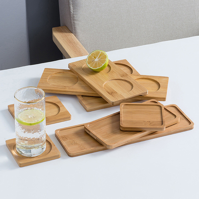6 pak 9cm Bamboeonderleggers voor glazen om Vormlaser Logo Bar Home Cup Coasters