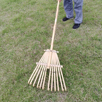 12 tand 140cm Bamboehark Met de hand gemaakt voor de Hark van het de Tuingazon van het Poolblad