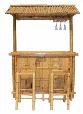 Tiki Bar Patio Outdoor Bar, Bamboe Set Islander Tiki Bar Met Palapa Top En opslagruimte Voor Tuin Patio Luau Party Bazaar