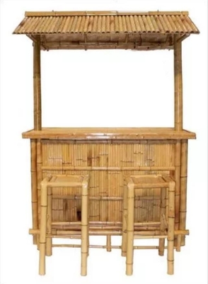 Bamboe Beach Tiki Bar met flessenrek Drinkende bamboe stoelen met rugsteun