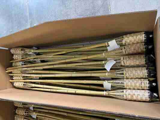 Natuurlijke bamboe fakkel met vervangbare glasvezel wick - voor achtertuinfeest, bruiloft, padverlichting