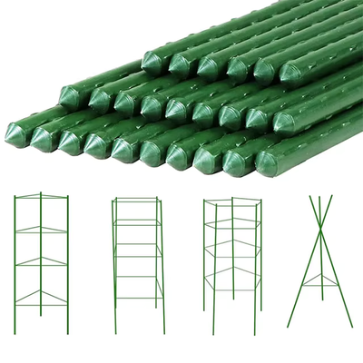 Metalen palen met plastic coating Groene tuinpalen voor plantenondersteuning Klimplanten Landschapsafscheiding