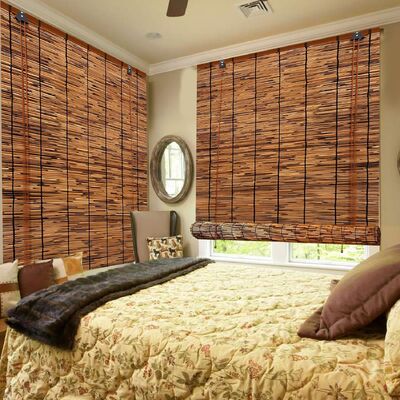 Natuurlijke rieten roll-up blind met 70% licht blokkering Makkelijk te installeren en langere levensduur voor veranda decoratie